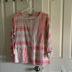 Striped Pink and Cream Women's Top Habitat XS
